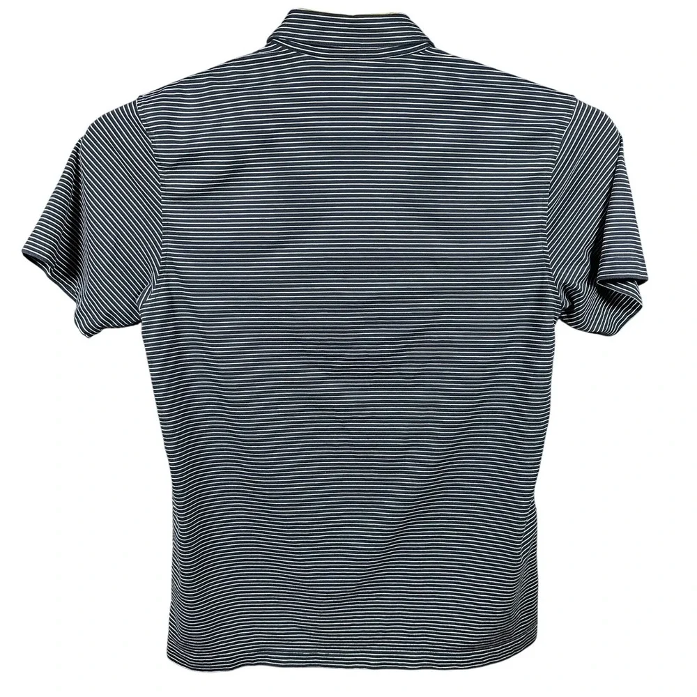 Banana Republic Mens Striped‎ Short Sleeve Button Up Polo Shirt Large Navy White